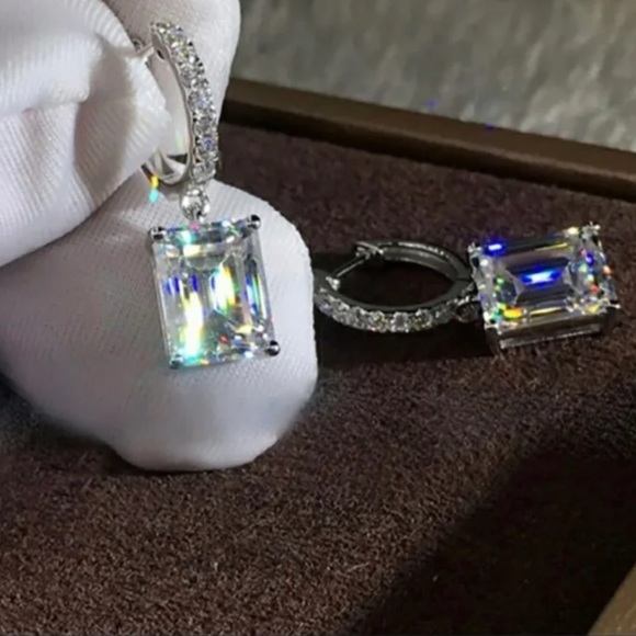 Sterling Silver Emerald CZ Earrings - Picture 3 of 3